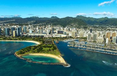 Coastal city with marina