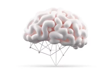 Human brain with interconnected nodes
