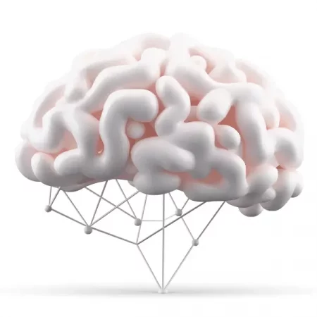 Human brain with interconnected nodes