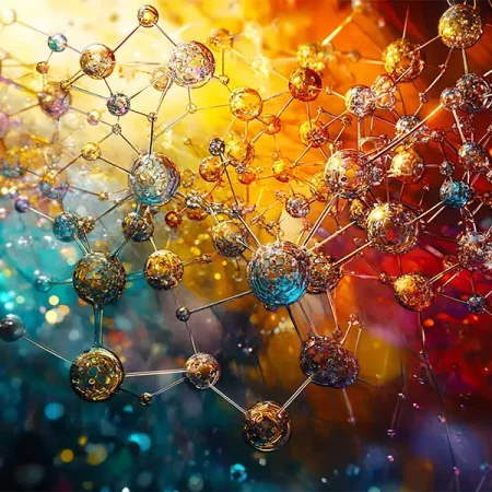 Vibrant molecular structures in gold