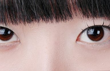 Close-up of eyes with eyelid tape