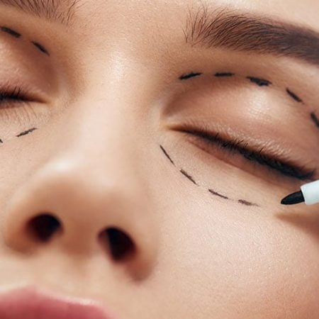 Person with closed eyes