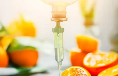 IV drip with clear solution