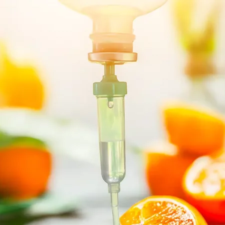 IV drip with clear solution