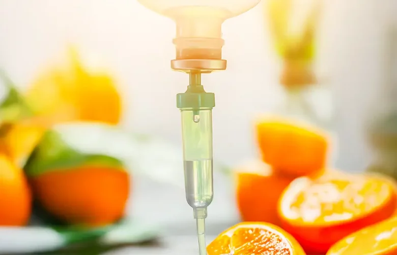 IV drip with clear solution